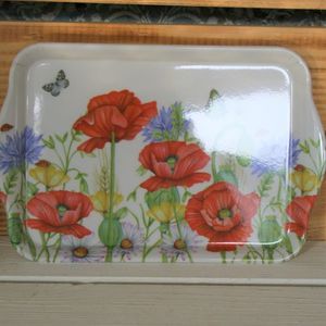 Tablett Mohn/schmetterling