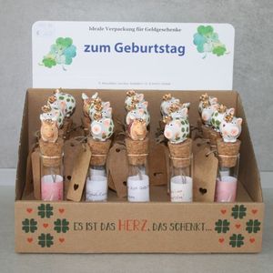 Glasröhrchen mit Glücks-Schwein