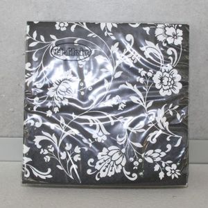 Cocktailservietten Blumenranke schwarz/weiss