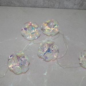 Kugel-Girlande LED creme irisierend