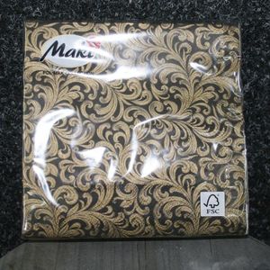 Cocktailservietten Ornament gold/schwarz
