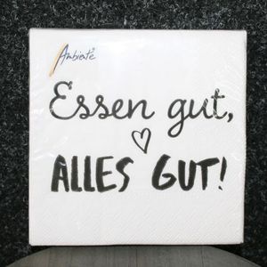 Cocktailservietten Essen gut, alles gut - schwarz/weiss