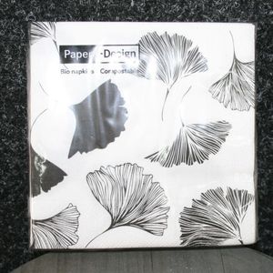 Cocktailservietten Ginko schwarz/weiss